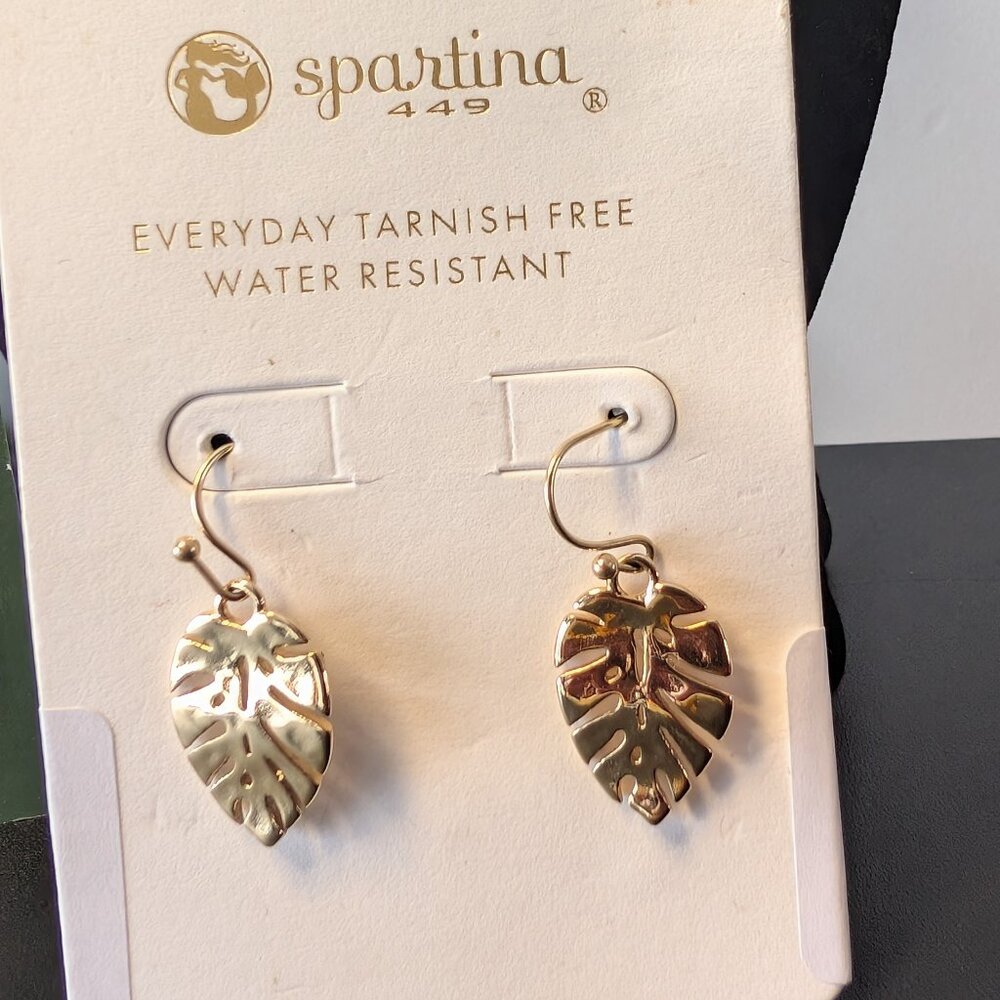 Monstera Leaf Earrings 14k gold over stainless steel